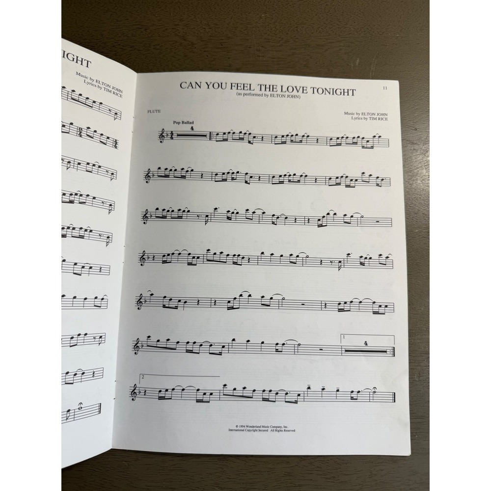 Disney The Lion King Flute Sheet Music Book Elton John Tim Rice Hal Leonard 1994 - Picture 3 of 3